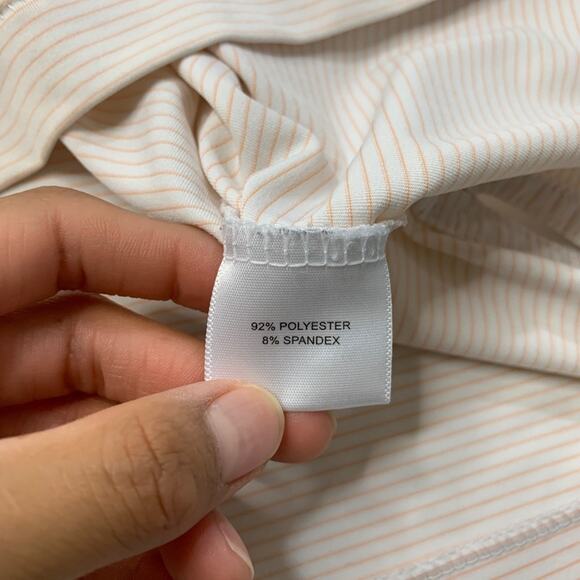 Peter Millar Shirt Mens S Small Saffron White Summer Comfort Striped Golf LOGO - Picture 7 of 11